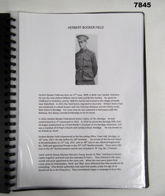 Folder of details re H.B.Field WW1, WW2.