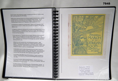 Folder of details re W.H. Field WW1.