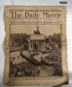 Newspaper WW1 re the Victory Parade 1919.