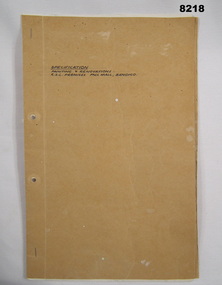 Document - RENOVATION SPECIFICATIONS BRSL, C. 1962 onwards