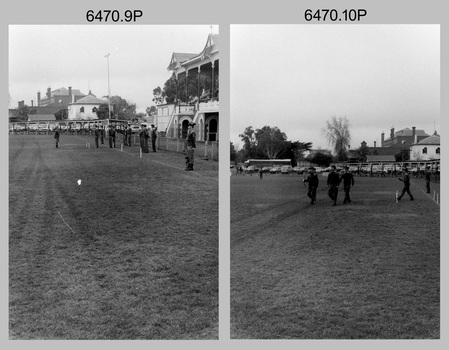 Army Survey Regiment Freedom of Entry Parade rehearsal, Queen Elizabeth Oval, Bendigo 1985.