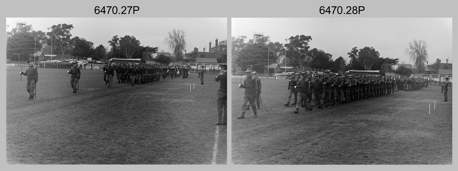 Army Survey Regiment Freedom of Entry Parade rehearsal, Queen Elizabeth Oval, Bendigo 1985.