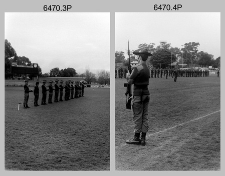 Army Survey Regiment Freedom of Entry Parade rehearsal, Queen Elizabeth Oval, Bendigo 1985.