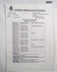 Administrative record - XMAS STOCKING ROSTER BRSL 1998, C.1998