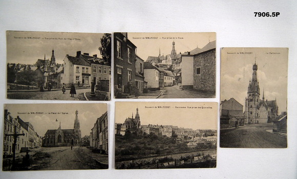 Collection of black and white postcard scenes of Walcourt, Belgium.