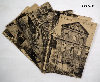 Collection of black and white postcard scenes of Louvain, Belgium.