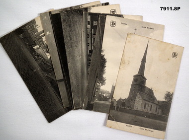 Collection of black and white postcard series featuring scenes form Couillet, Belgium.