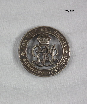 Silver badge for soldiers W.I.A. and invalided out.