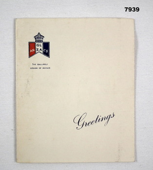 Christmas Card issued by The Gallipoli Legion of ANZACS.