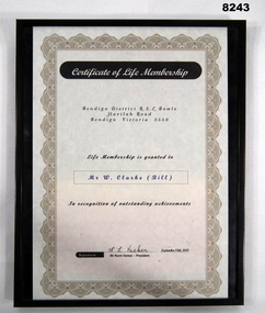 Certificate - LIFE MEMBERSHIP 2001