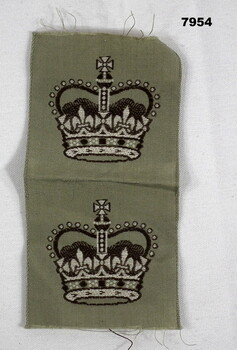 Two WO2 Insignia featuring a Queen's Crown on a light khaki background.