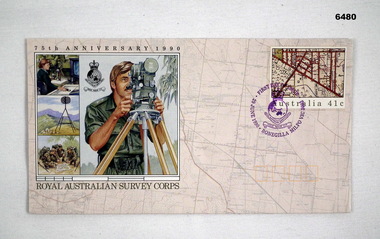 A paper envelope over printed with a map and graphics