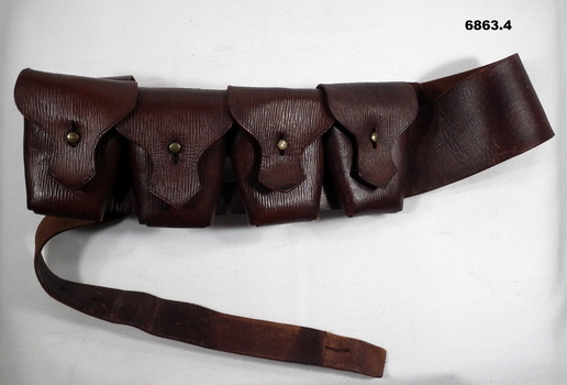 Brown leather Bandolier with pockets.