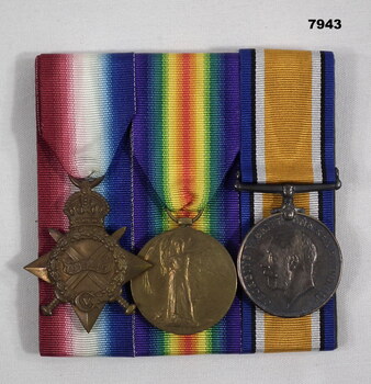 Set of Three WW1 Service medals - 1914-1915 Star, British War Medal and Victory Medal.