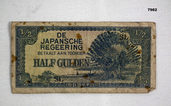 Japanese Occupation Currency Half Gulden.