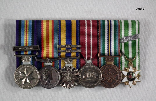 Court mounted miniature set of Vietnam War Medals.