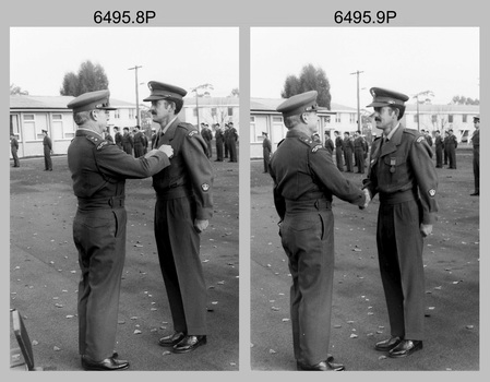 Defence Force Service Medal Presentations on Corps Day at the Army Survey Regiment, Fortuna Villa, Bendigo. c1982.