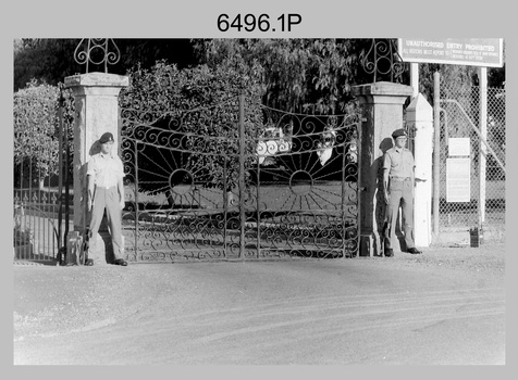 Front Gate Guard at the Army Survey Regiment, Fortuna Villa, Bendigo. c1982.