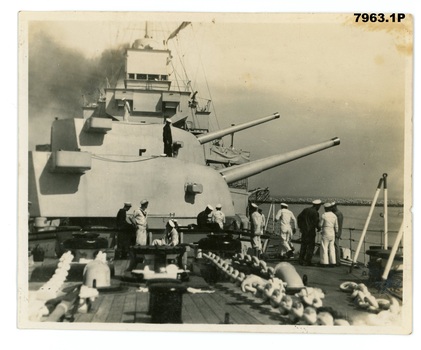   7963-1 1933 Holley A nd B turrets HMAS Canberra Portsmouth England.                                                                                                                                              