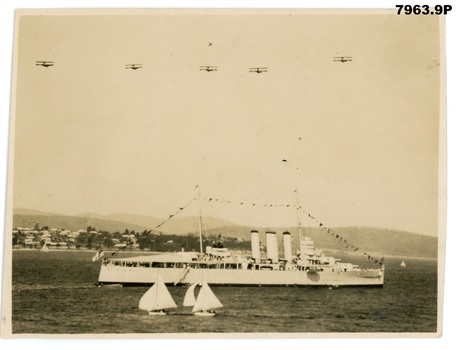 7963-9 Holley ship with biplanes flypast