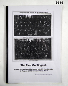 Booklet - Military Service WW1, Murray Poustie, "The First Contingent", 2013