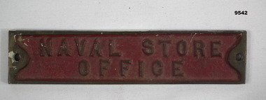 Metal name plate "Naval Store Office".