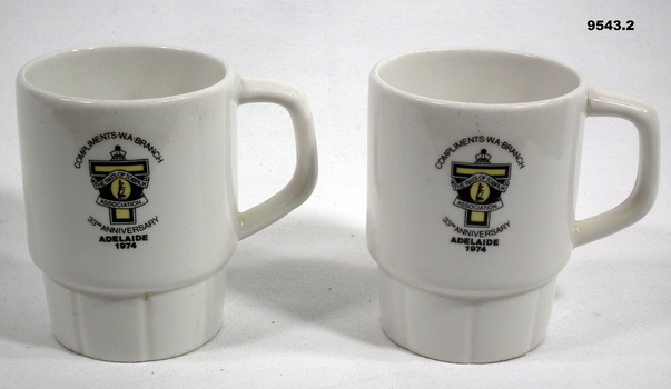 Souvenir coffee mugs for Rats of Tobruk Association.