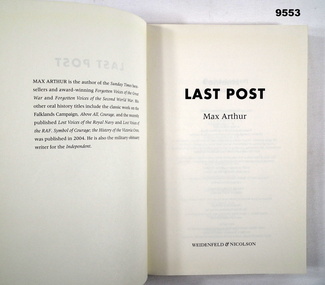 Book - BIOGRAPHIES - WW1, Max Arthur, "LAST POST", 2005