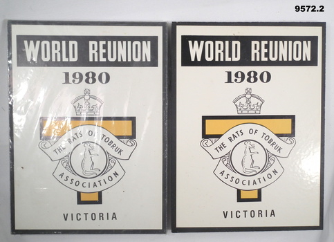 Two x 1980 World Reunion Tobruk Plaques.