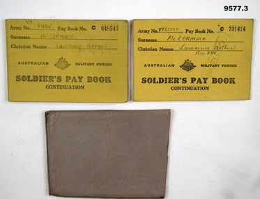 Two WW2 Pay books and leather pocket.