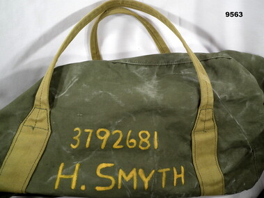 Green kit bag issued during Vietnam era.