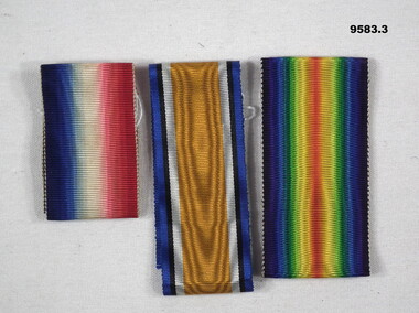 Set of three original WW1 medal ribbons.