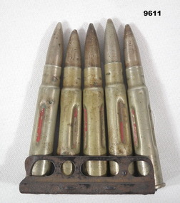 Ammunition clip of practice ammunition.