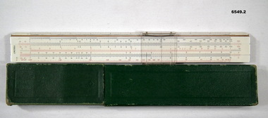 Plastic 12 inch Slide Rule calculator in green box