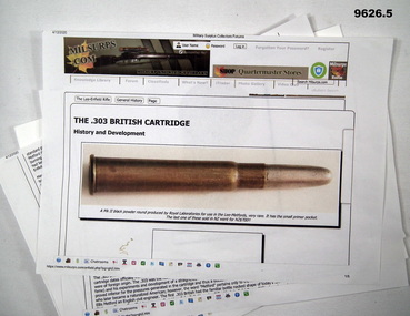 Internet article on history of 303 cartridge.