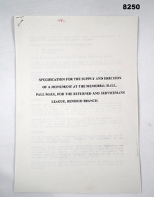 Document - MONUMENT SPECIFICATIONS, C.1992