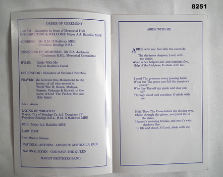 Inside pages of the dedication ceremony.