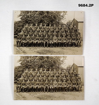 Two postcard photos of a large group of Officers.