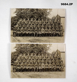 Two postcard photos of a large group of Officers.