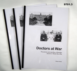 Book biographies of WW1 Bendigo Doctors.