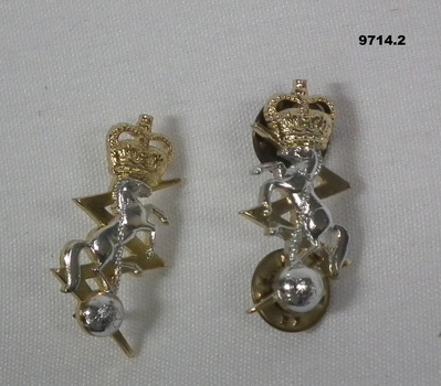 Pair RAEME collar badges.