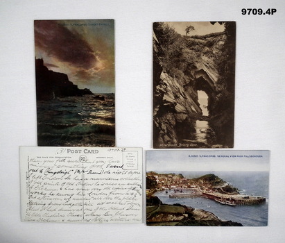 Four postcards collected on leave WW1