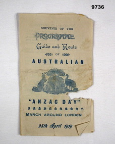 Program re The Australian March through London 1919.