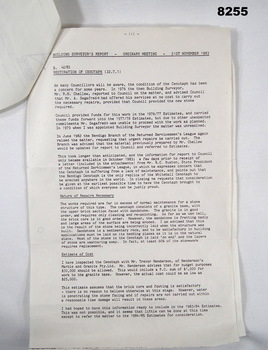 Documents re work to be done on a Centaph.