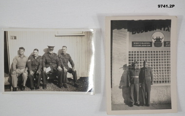 Two black and white photographs featuring men in uniform.