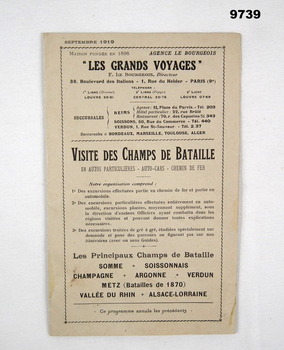 Pamphlet detailing places to visit in France 1919