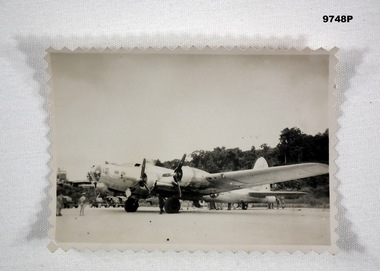 Black and white photograph of an aeroplane.