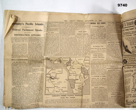 Several pages from the Argus Newspaper 1918