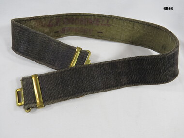 Waist webbing belt - blackened with brass fittings.