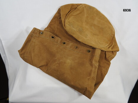 Light brown long duffle bag.